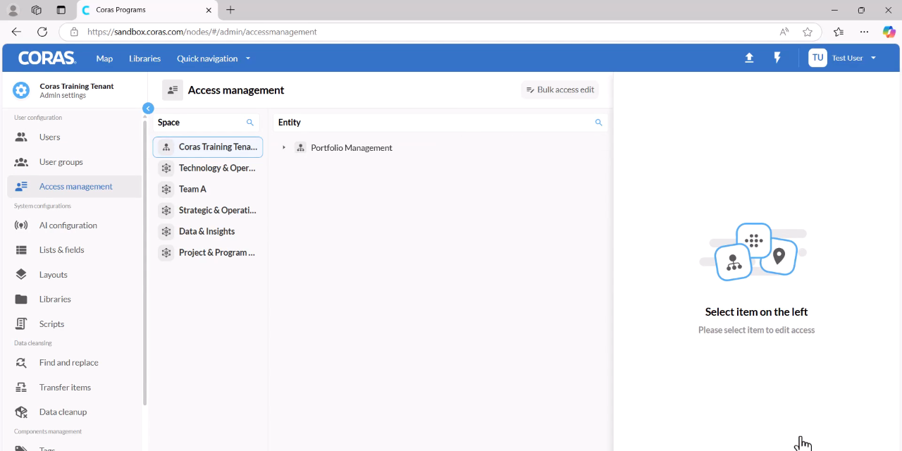 Custom bulk access editing with user groups selected